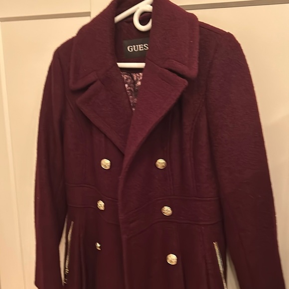 Beautiful trench coat purple wool :: Guess::: size M - Picture 1 of 3